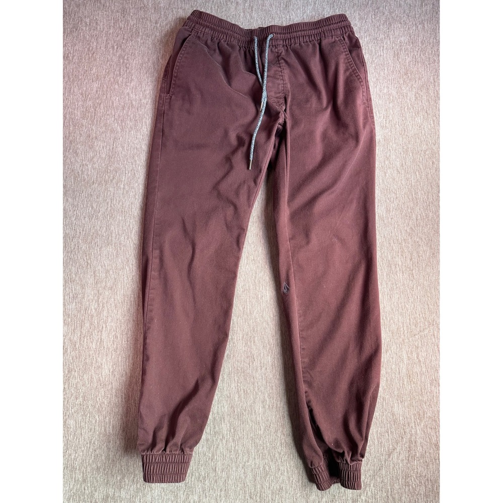 Volcom Elastic Waist Jogger Pants Burgundy Maroon Mens Medium Stretch